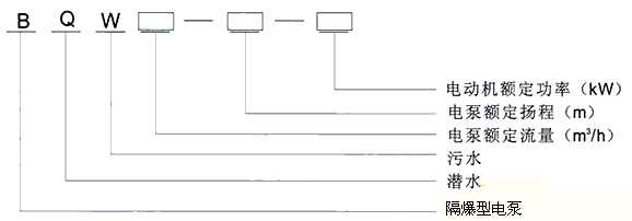 BQW矿用潜水排污泵型号意义