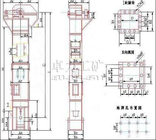 TD斗式提升机外形尺寸图