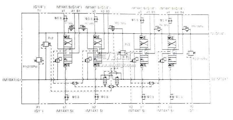 LTYB-G28L-4T全负载敏感比例多路换向阀液压原理图