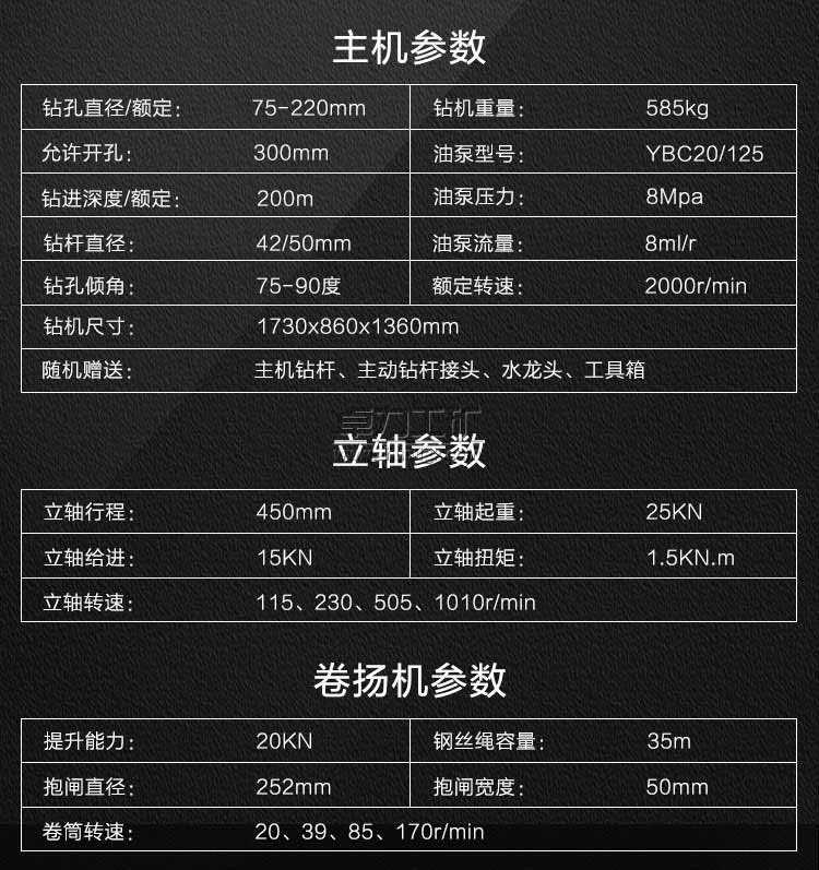 GK-200型岩心钻机 参数